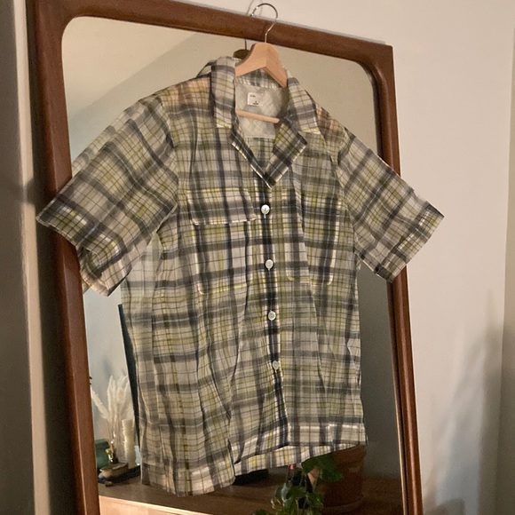 Aritzia Le Fou sheer plaid button up - Picture 1 of 1